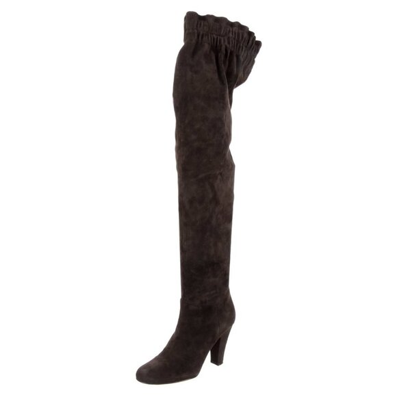 Dolce & Gabbana Shoes - DOLCE & GABBANA suede over the knee THIGH BOOTS brown 37 6.5 scrunch paper bag